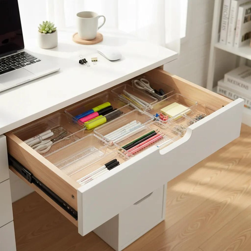 SET DE 25 ORGANIZADORES TRANSPARENTES PARA CAJONES Y ESCRITORIO - 7