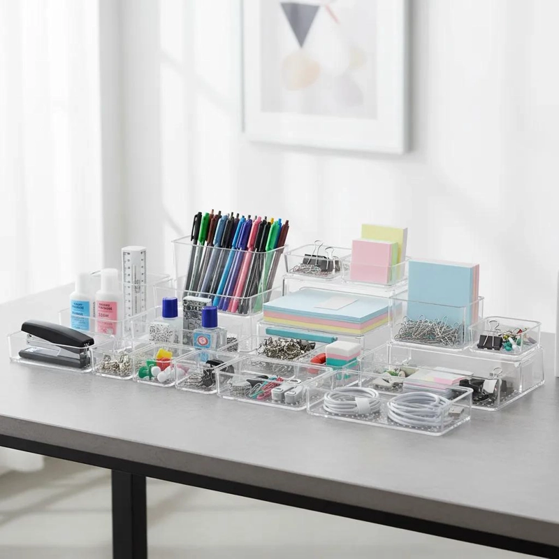 SET DE 25 ORGANIZADORES TRANSPARENTES PARA CAJONES Y ESCRITORIO - 8
