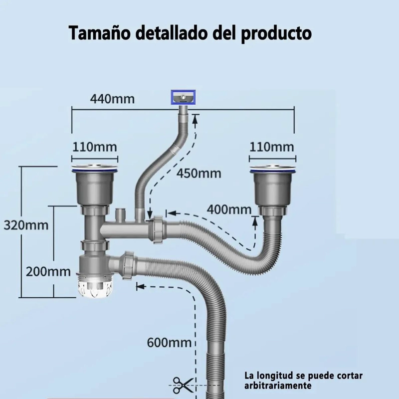 JUEGO DE FILTRO DE DRENAJE PARA FREGADERO DE COCINA Y BAÑO - 3