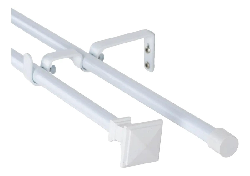 SET DOBLE DE BARRAS PARA CORTINA EXTENSIBLE 120 A 200 CM COLOR BLANCO - 1