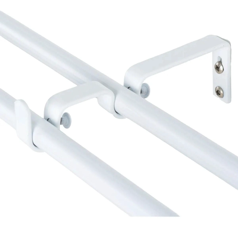 SET DOBLE DE BARRAS PARA CORTINA EXTENSIBLE 120 A 200 CM COLOR BLANCO - 7