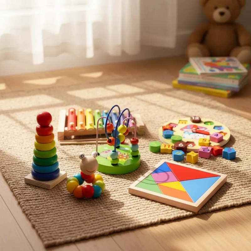 SET DE JUGUETES DIDACTICOS DE MADERA PARA NIÑOS - 1