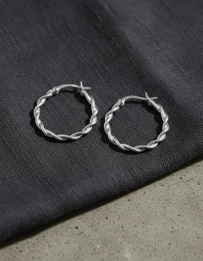 AROS DE PLATA 925 TRENZADOS CON CIERRE CATALAN DE 25 MM - 1