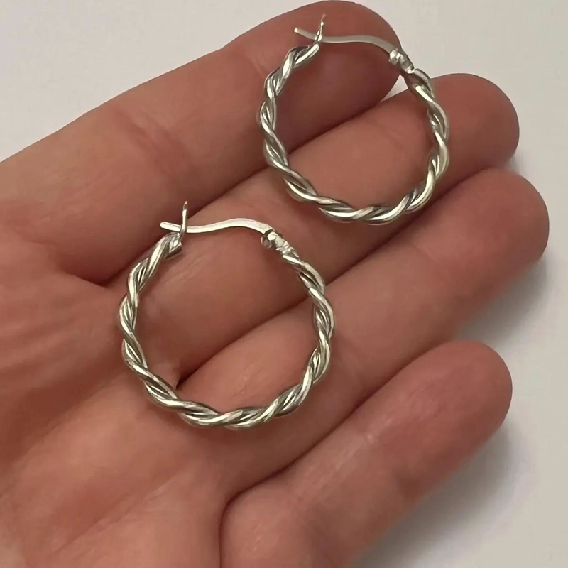 AROS DE PLATA 925 TRENZADOS CON CIERRE CATALAN DE 25 MM - 3