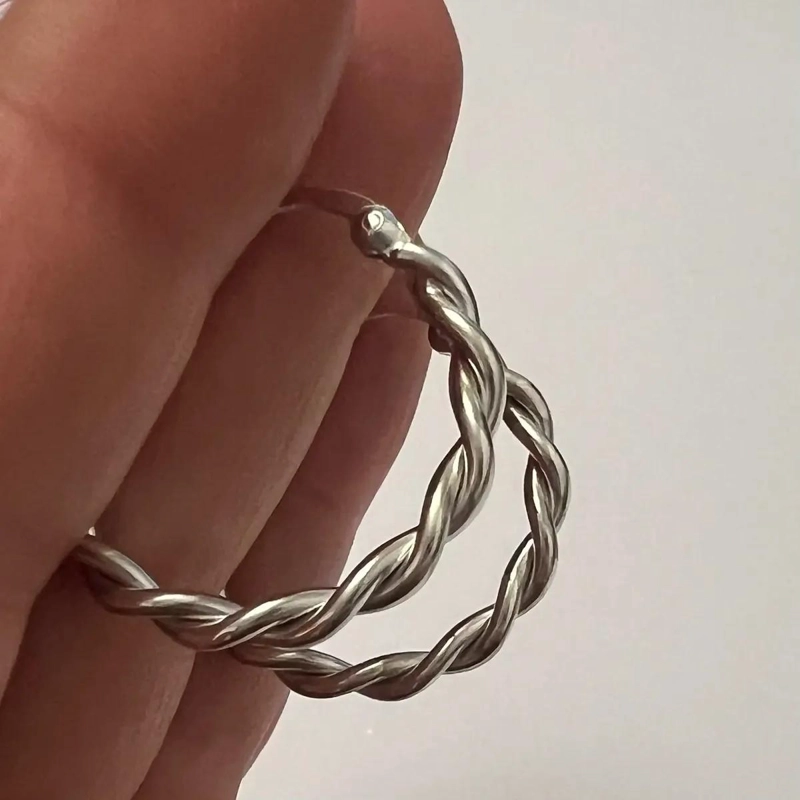 AROS DE PLATA 925 TRENZADOS CON CIERRE CATALAN DE 25 MM - 5