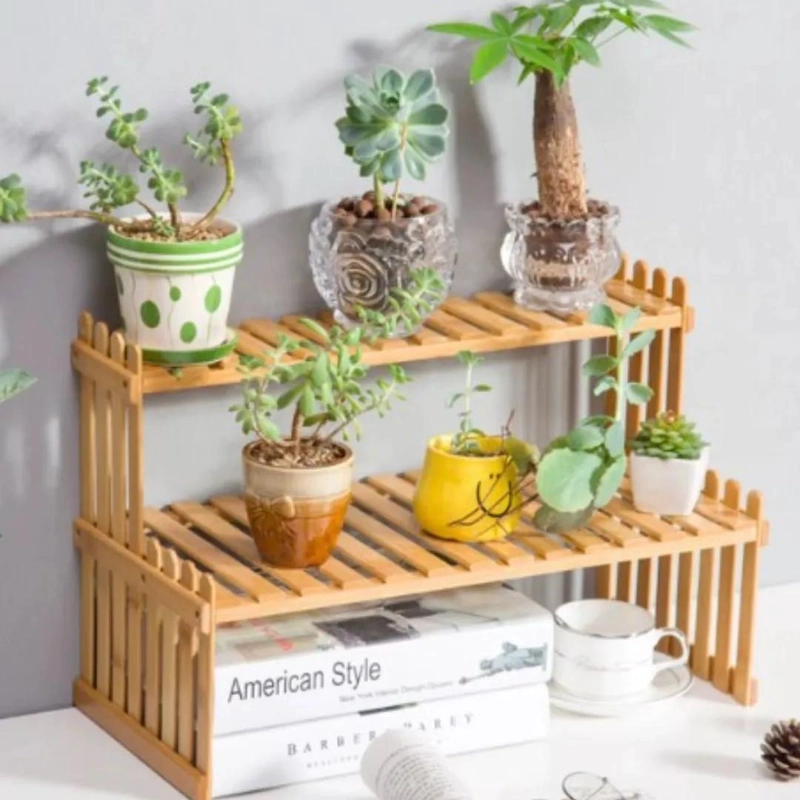 ESTANTE DE BAMBU PARA PLANTAS DE 57 CM CON DISEÑO MODERNO - 1