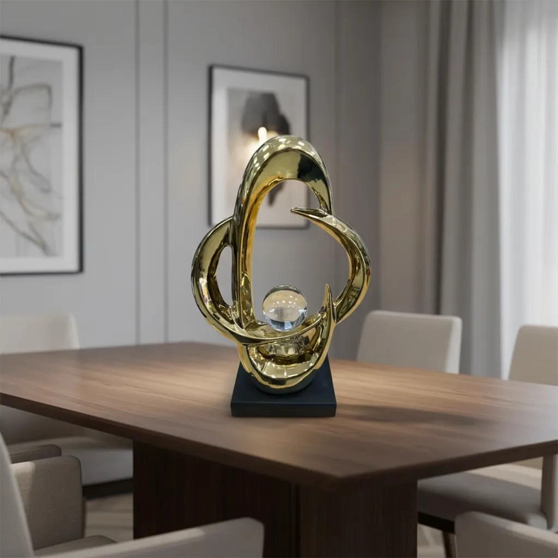 ADORNO DECORATIVO MANZANA CALADA CON ESFERA ELEGANTE - 5