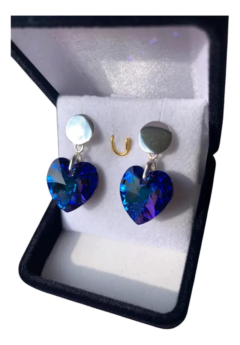 AROS CORAZON CLASICO PLATA 925 CON CRISTAL AUSTRIACO 14MM - 3