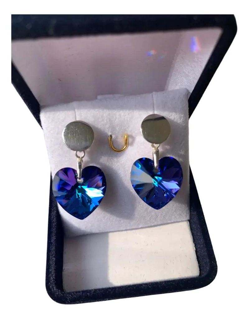 AROS CORAZON CLASICO PLATA 925 CON CRISTAL AUSTRIACO 14MM - 4