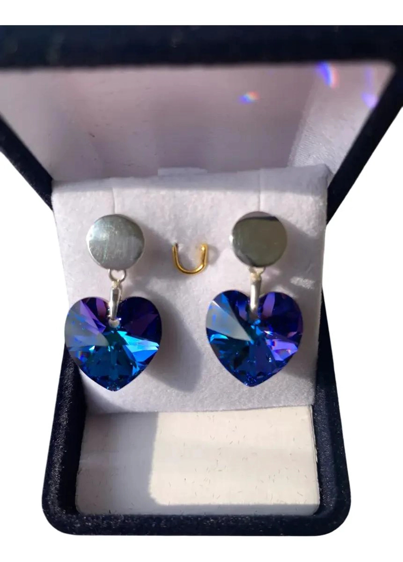 AROS CORAZON CLASICO PLATA 925 CON CRISTAL AUSTRIACO 14MM - 6
