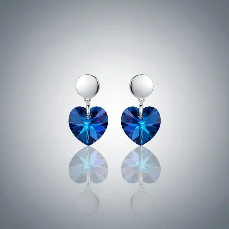 AROS CORAZON CLASICO PLATA 925 CON CRISTAL AUSTRIACO 14MM - 7
