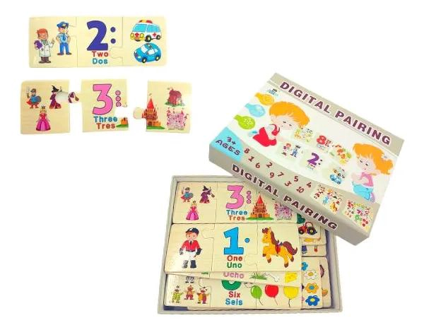 PUZZLE DIDACTICO DE MADERA PARA APRENDER NUMEROS Y CANTIDADES - 1