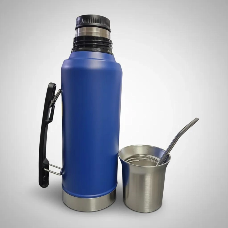 TERMO Y MATERO DE ACERO INOXIDABLE 1.2L CON BOMBILLA - 7