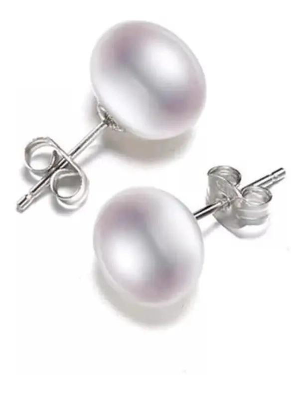 AROS DE PERLA NATURAL EN PLATA 925 CON PASADOR ELEGANTE - 1