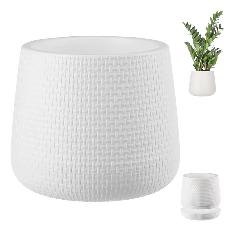 MACETERO REDONDO DE PLASTICO 22CM PARA PLANTAS DE INTERIOR Y EXTERIOR - 1