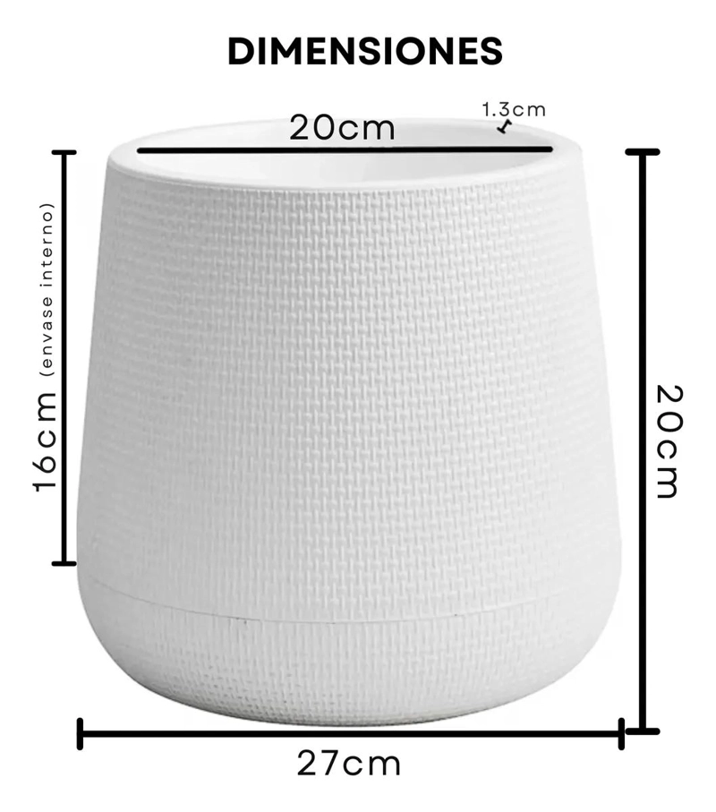 MACETERO REDONDO DE PLASTICO 22CM PARA PLANTAS DE INTERIOR Y EXTERIOR - 2