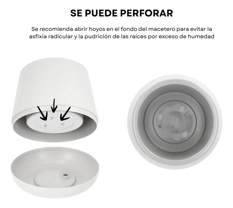 MACETERO REDONDO DE PLASTICO 22CM PARA PLANTAS DE INTERIOR Y EXTERIOR - 3