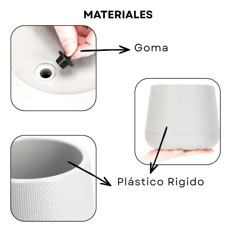 MACETERO REDONDO DE PLASTICO 22CM PARA PLANTAS DE INTERIOR Y EXTERIOR - 4