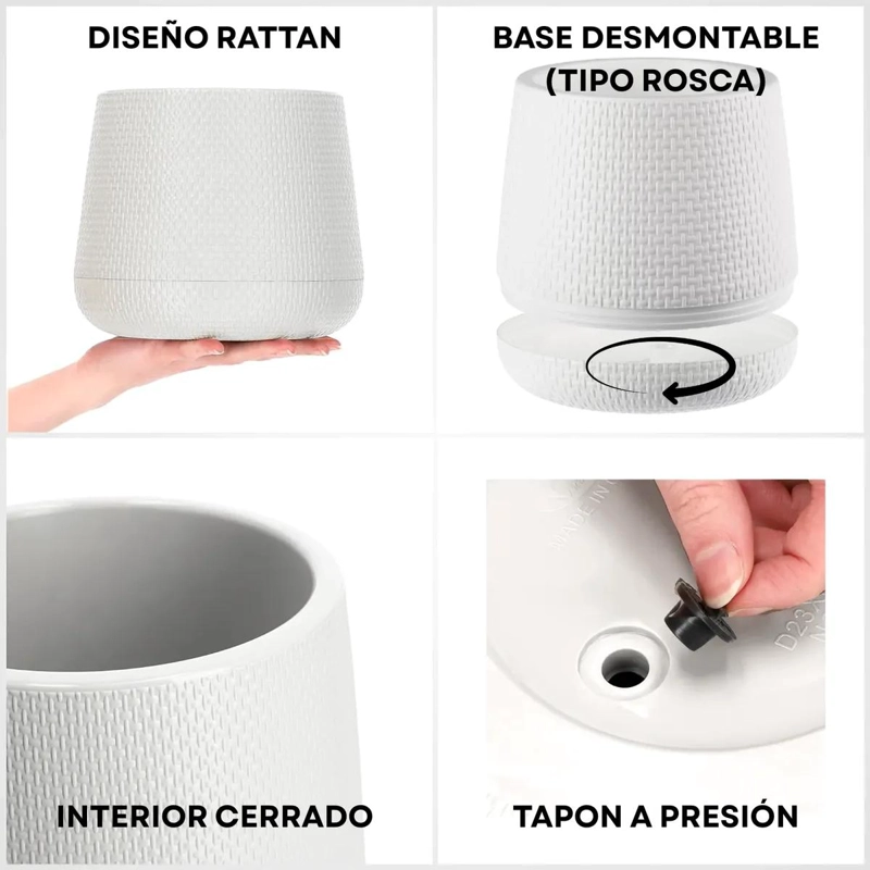 MACETERO REDONDO DE PLASTICO 22CM PARA PLANTAS DE INTERIOR Y EXTERIOR - 5