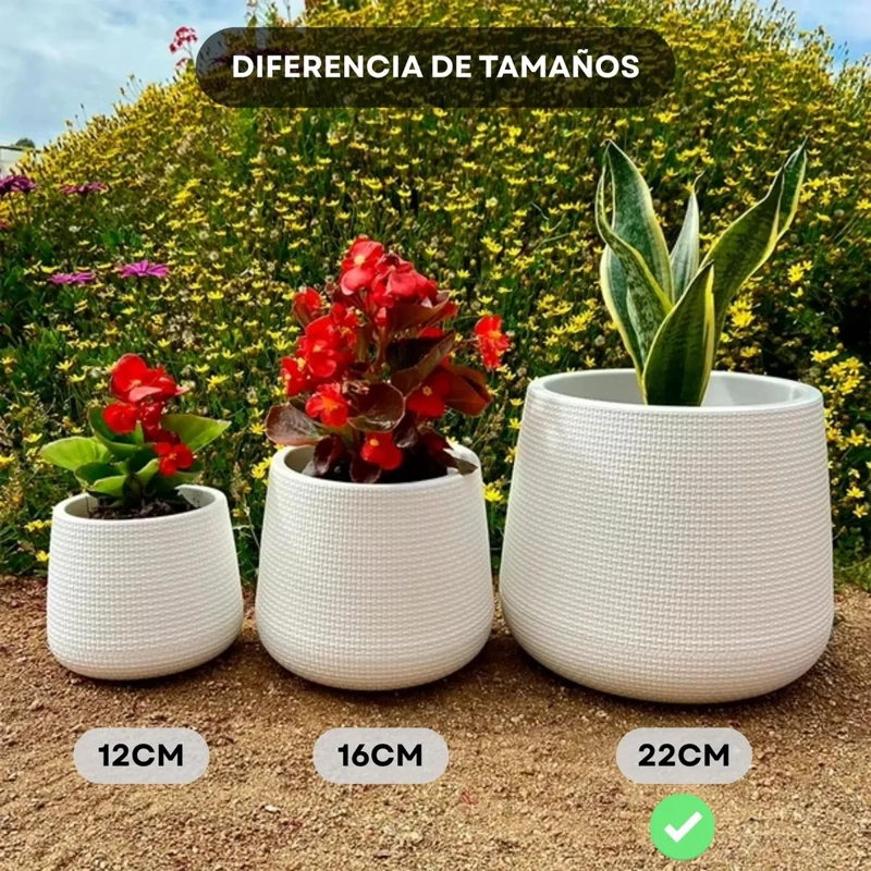 MACETERO REDONDO DE PLASTICO 22CM PARA PLANTAS DE INTERIOR Y EXTERIOR - 6