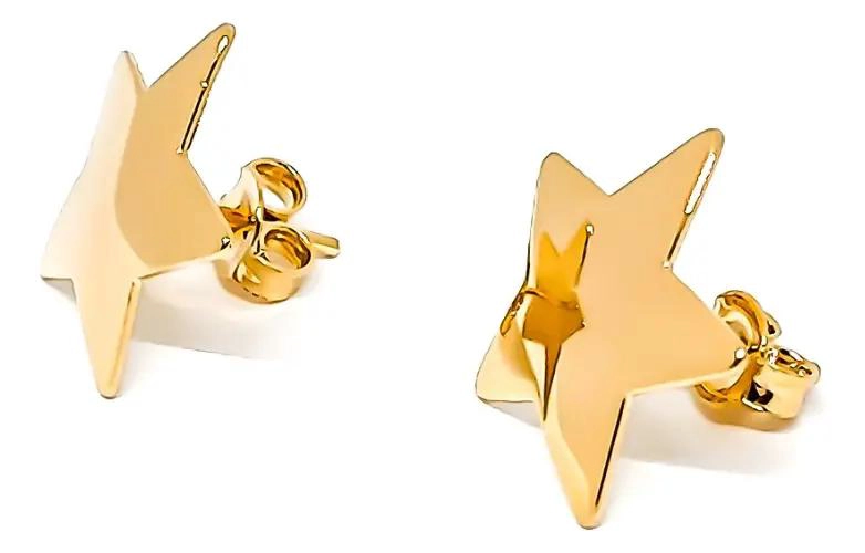 AROS ESTRELLA 16MM ENCHAPADOS EN ORO DE 18K - 2