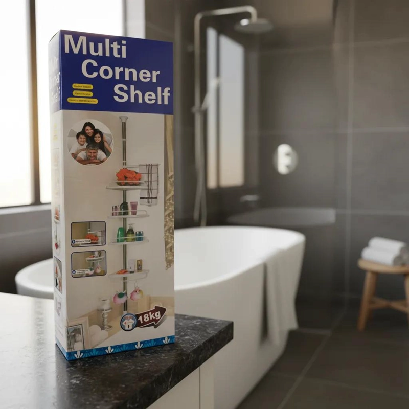 ORGANIZADOR ESQUINERO AJUSTABLE PARA BAÑO CON 4 REPISAS - 1