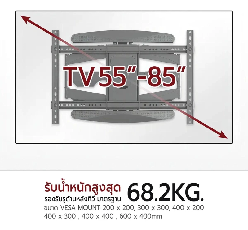 SOPORTE ARTICULADO PARA TV DE 55 A 85 PULGADAS GIRATORIO - 8