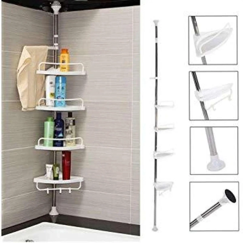 ORGANIZADOR ESQUINERO DE BAÑO AJUSTABLE CON 4 REPISAS - 1