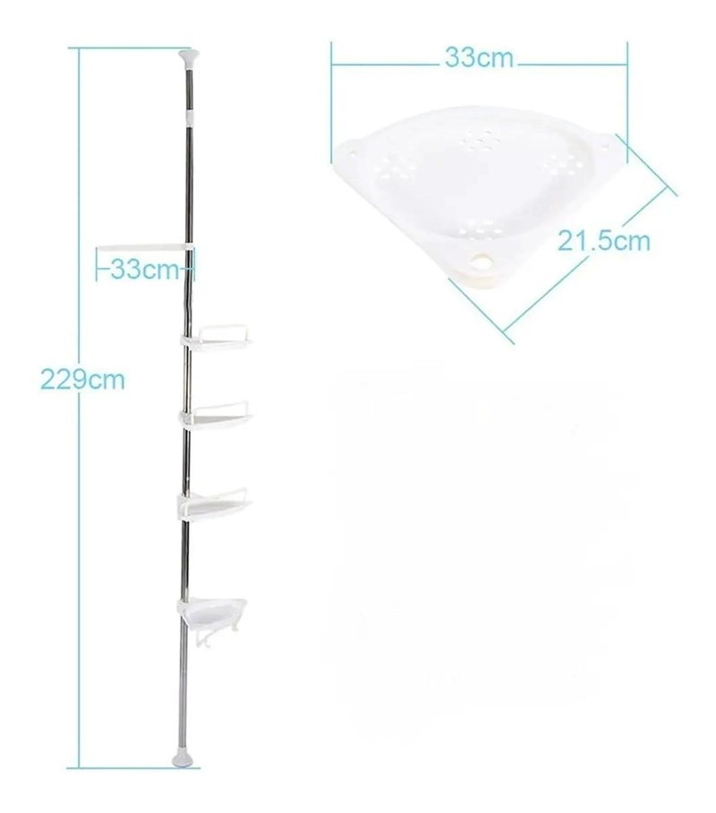 ORGANIZADOR ESQUINERO DE BAÑO AJUSTABLE CON 4 REPISAS - 2