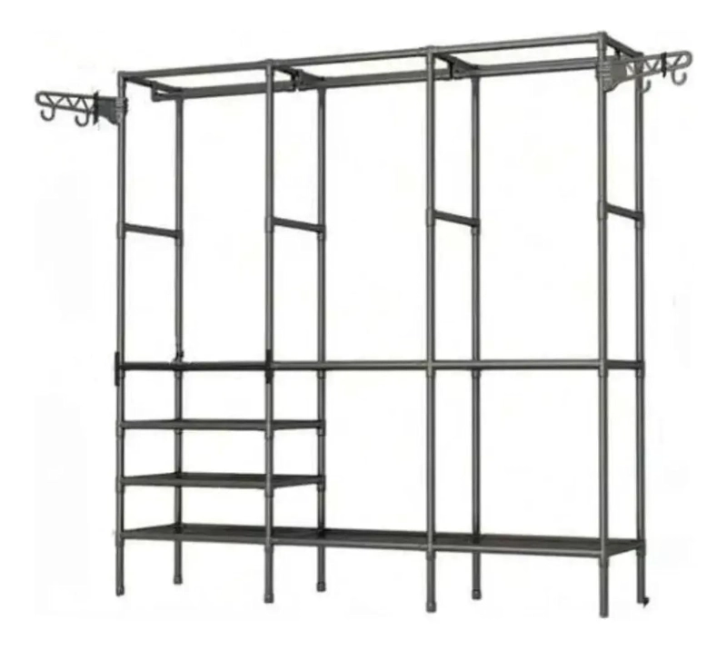 PERCHERO ORGANIZADOR DE ROPA DE 3 CUERPOS EN COLOR NEGRO - 9