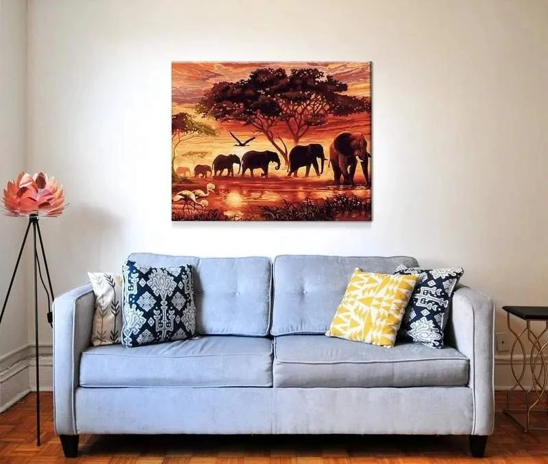 KIT DE PINTURA POR NUMEROS ELEFANTES EN AFRICA 40X50 CM - 3