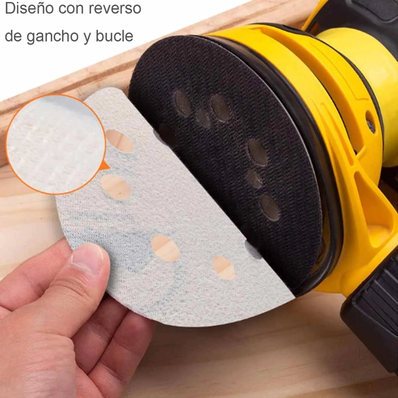 SET DE 14 DISCOS DE LIJA AL AGUA 5 PULGADAS 8 AGUJEROS - 5