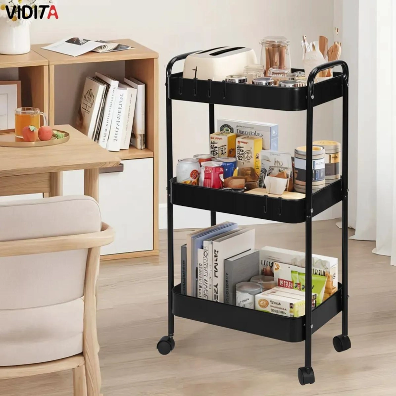 CARRITO ORGANIZADOR DE METAL CON 3 NIVELES PARA ALMACENAMIENTO - 5