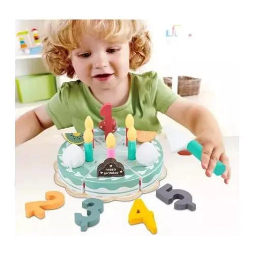 JUGUETE DE MADERA PASTEL DE CUMPLEAÑOS PARA NIÑOS 24 PIEZAS - 2