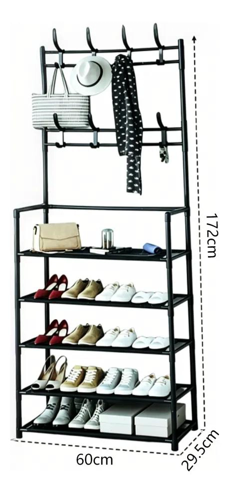 ZAPATERO ORGANIZADOR CON PERCHERO MULTIFUNCIONAL DE 5 NIVELES - 2