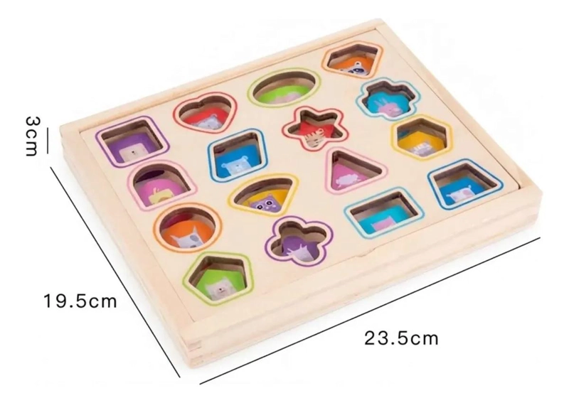 PUZZLE DE MADERA PARA APRENDER FORMAS Y ANIMALES - 4