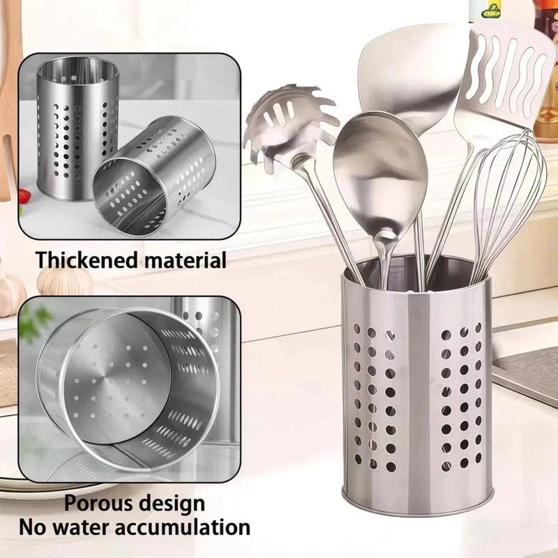 SOPORTE DE ACERO INOXIDABLE PARA UTENSILIOS DE COCINA 18X12CM - 7