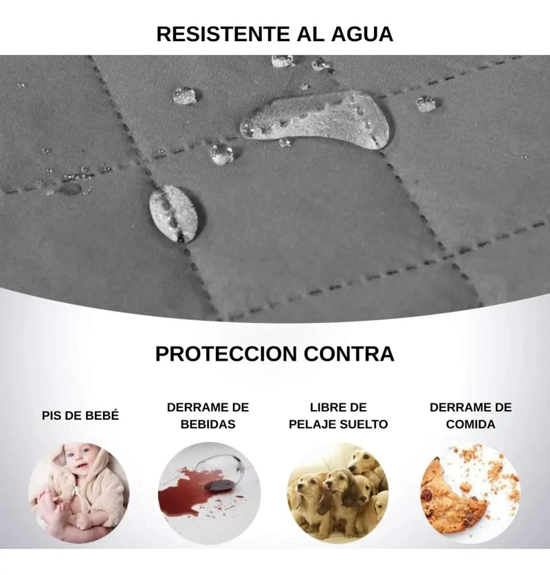 FUNDA PROTECTORA IMPERMEABLE PARA SOFA DE 1 PLAZA RESISTENTE Y DURADERA - 2