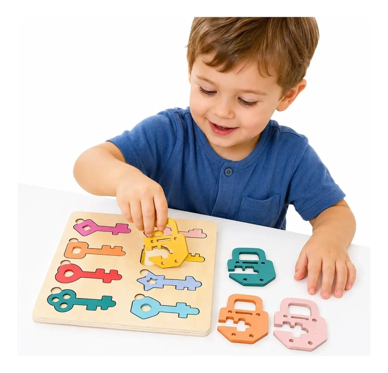 PUZZLE DIDACTICO DE MADERA CON LLAVES Y CANDADOS PARA NIÑOS - 2