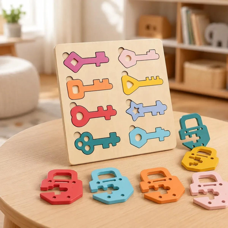 PUZZLE DIDACTICO DE MADERA CON LLAVES Y CANDADOS PARA NIÑOS - 3