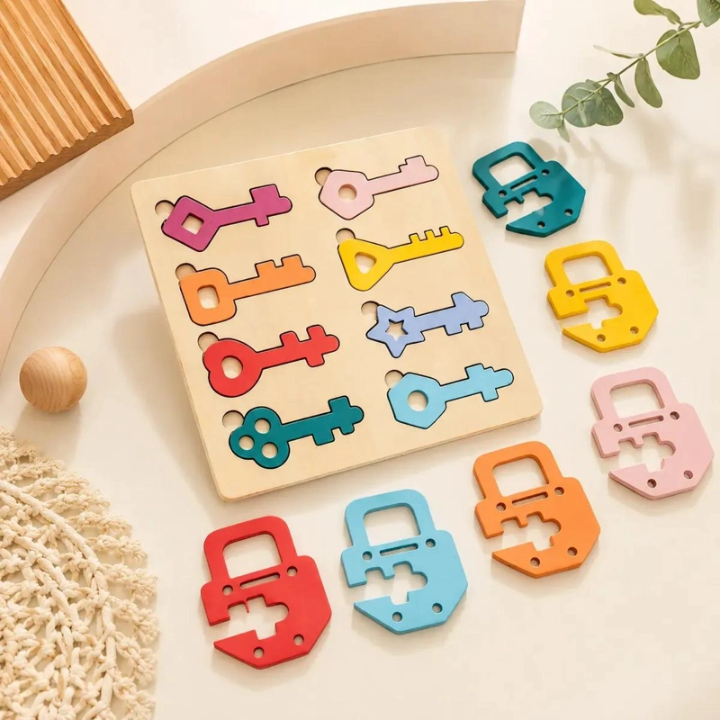 PUZZLE DIDACTICO DE MADERA CON LLAVES Y CANDADOS PARA NIÑOS - 5