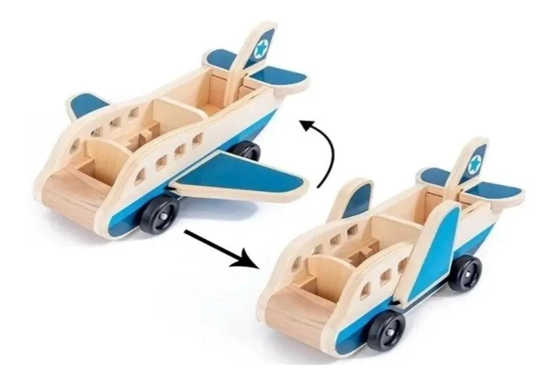 AVION DE MADERA JUGUETE DIDACTICO PARA NIÑOS DE 3 AÑOS - 2