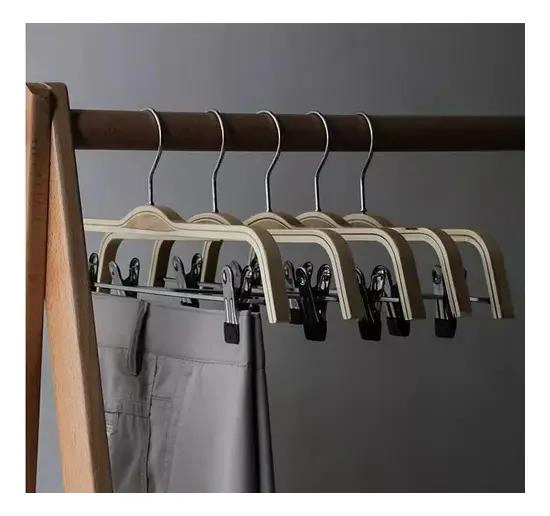 PACK DE 30 COLGADORES DE MADERA CON PINZA PARA PANTALONES - 3