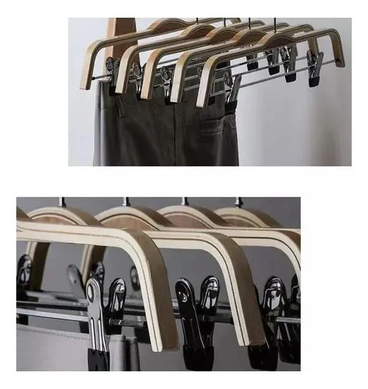 PACK DE 30 COLGADORES DE MADERA CON PINZA PARA PANTALONES - 4