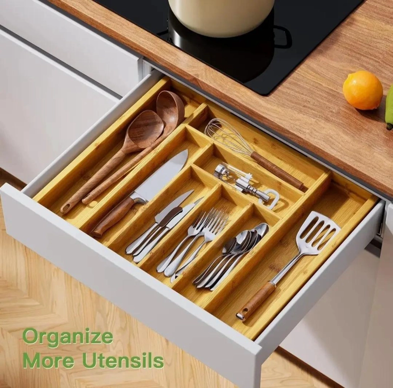 ORGANIZADOR DE CAJONES DE BAMBU EXPANDIBLE PARA UTENSILIOS - 10