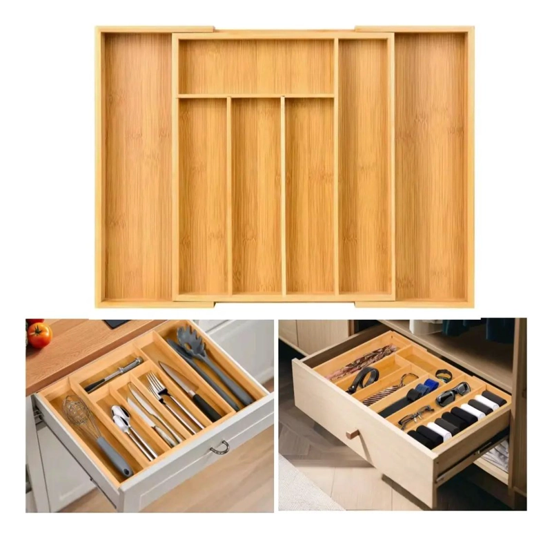 ORGANIZADOR DE CAJONES DE BAMBU EXPANDIBLE PARA UTENSILIOS - 6
