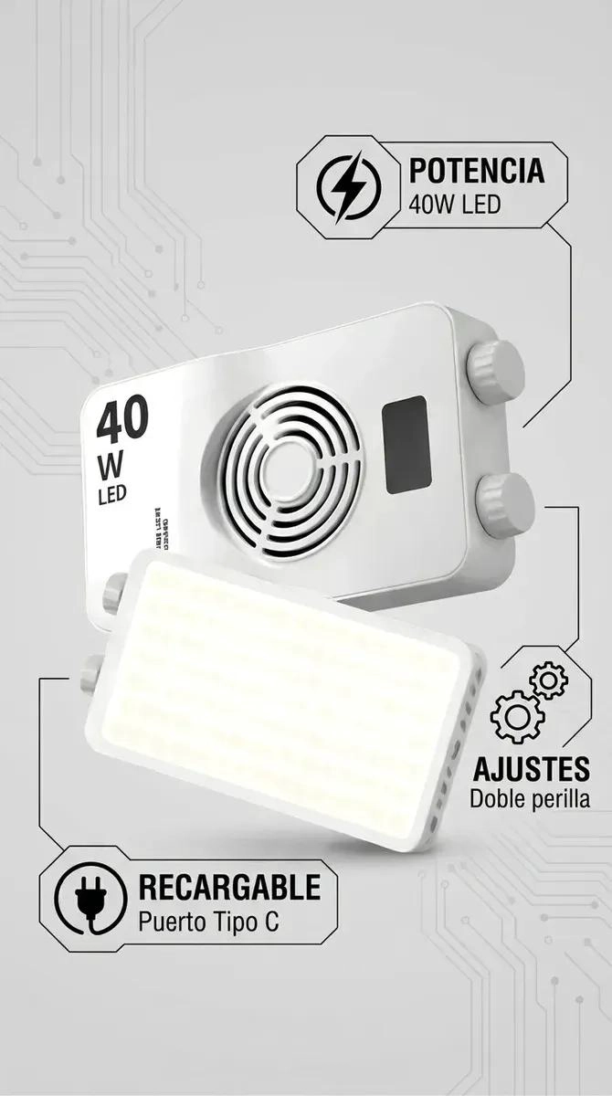 PANEL LED PORTATIL CON LUZ FRIA, NEUTRA Y CALIDA PARA FOTOGRAFIA - 6