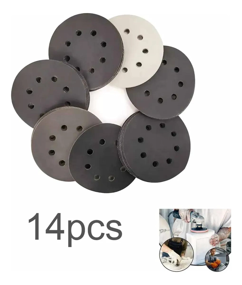 DISCOS ABRASIVOS DE 125 MM PARA LIJADORA ORBITAL, 14 PIEZAS - 2