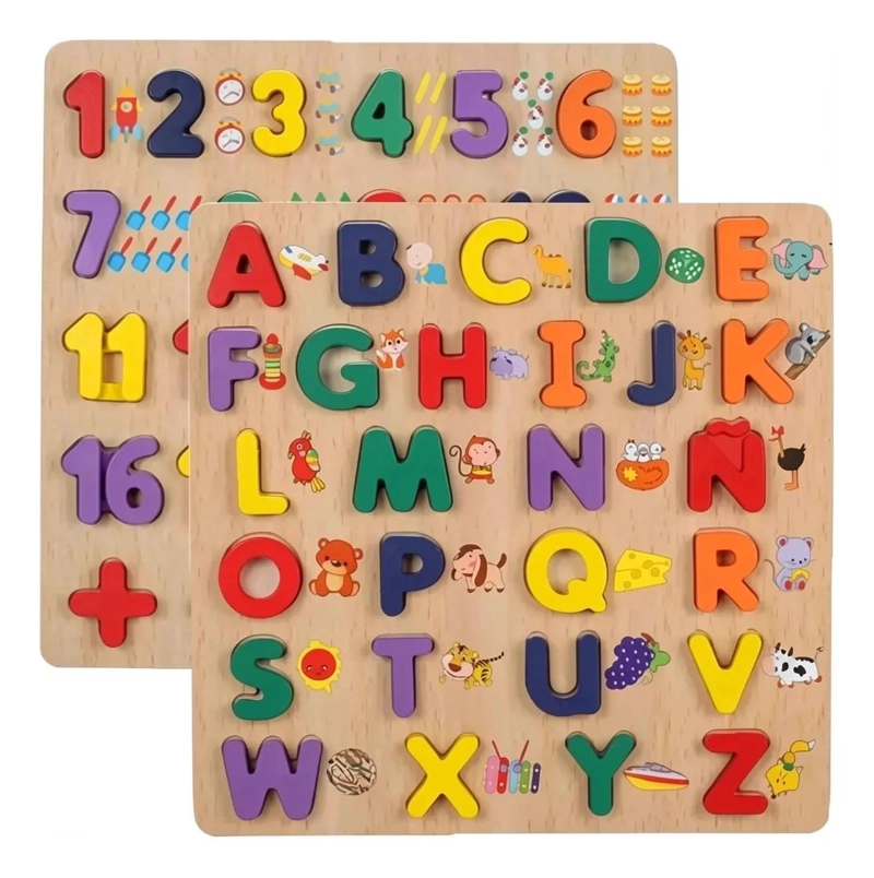 ROMPECABEZAS DE MADERA ABECEDARIO Y NUMEROS PARA APRENDER - 1
