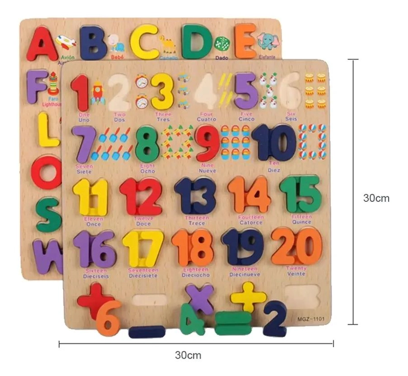 ROMPECABEZAS DE MADERA ABECEDARIO Y NUMEROS PARA APRENDER - 3